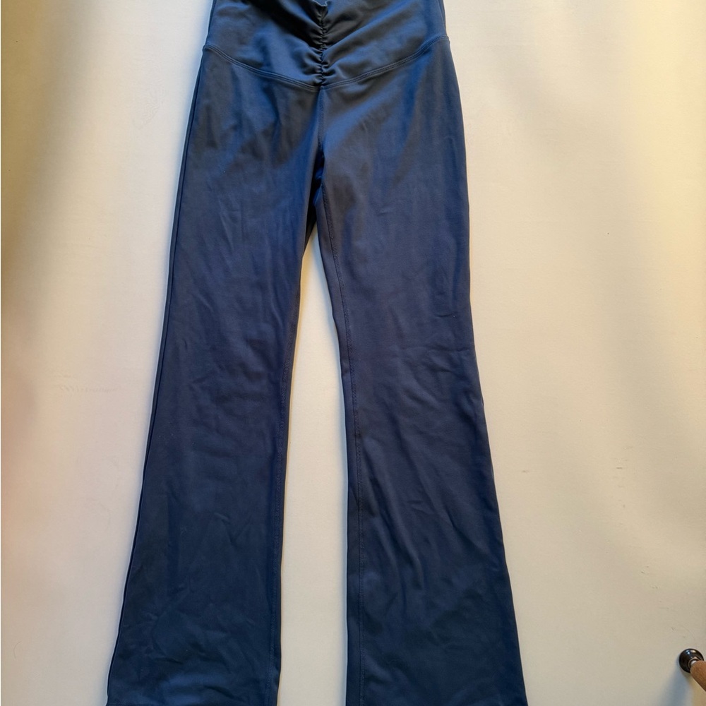 Stylish Blue High-Waisted flare leggings